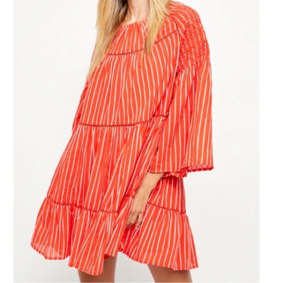 NWT Free People Lola Embroidered Mini Dress, Capri Orange, Size XS - Picture 1 of 11